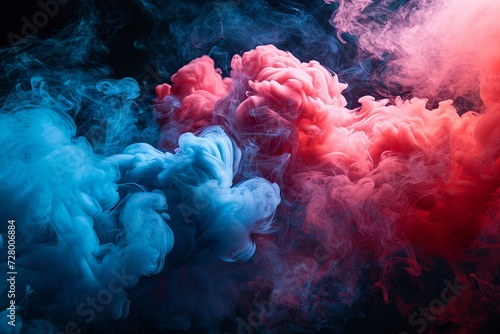 Colorful rainbow neon smoke paint explosion, Colorful paint splatter and watercolor powder splash on dark background © pixeness