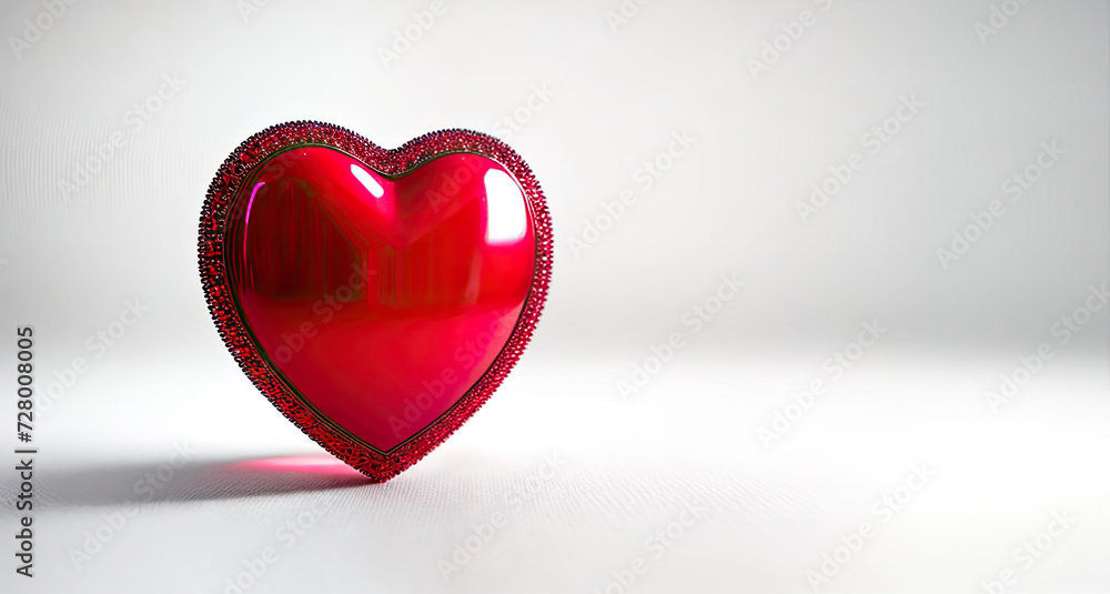 Polygonal metal heart with diamond facets on a white background. Romantic background for Valentine's Day, banner. 