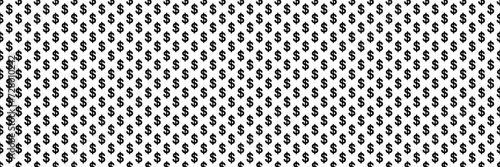 horizontal black halftone of dollar currency sign design for pattern and background.