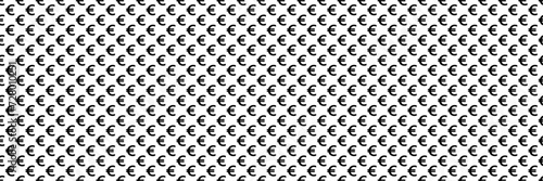 horizontal black halftone of euro currency sign design for pattern and background.