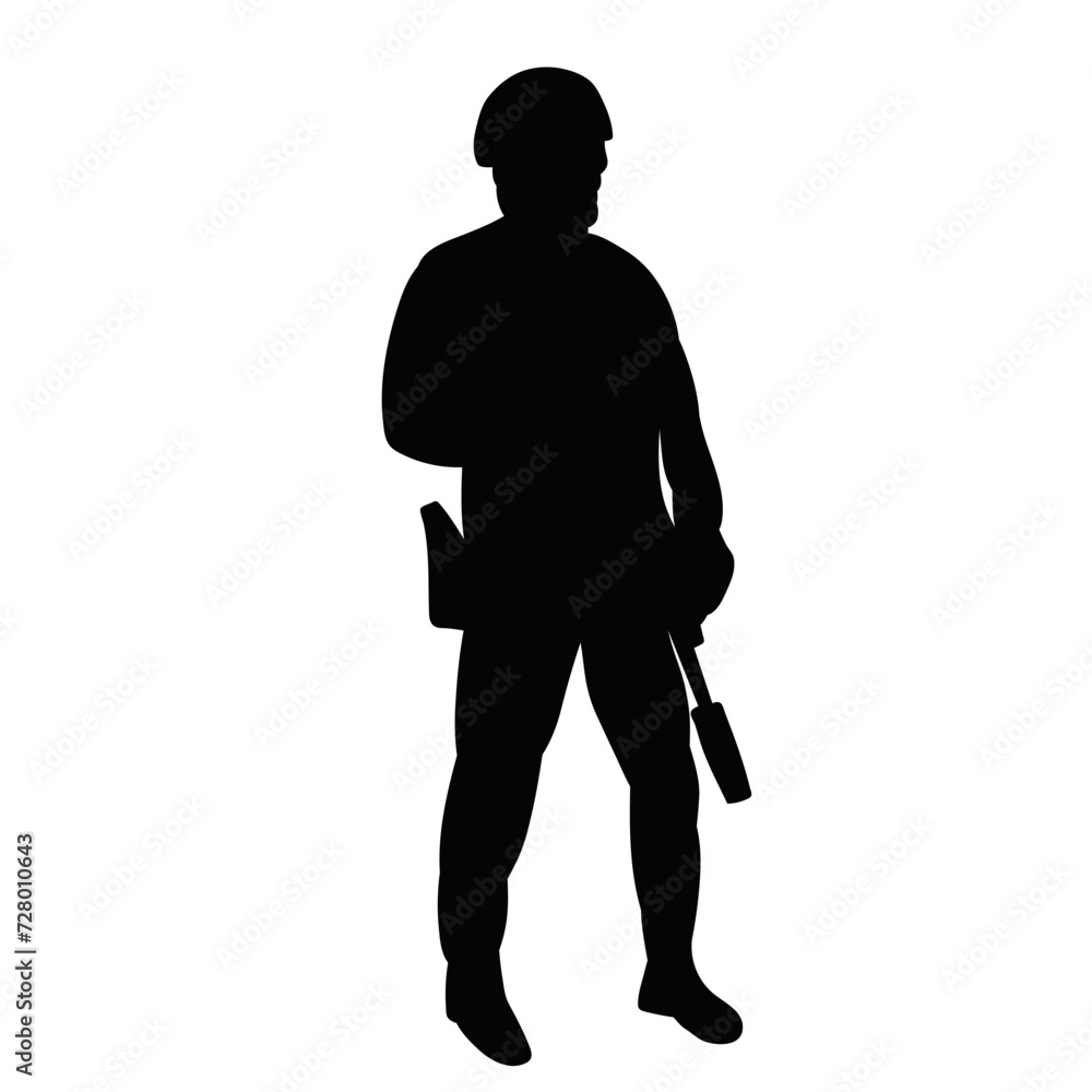 man with gun, silhouette on white background vector man with gun, silhouette on white background vector
