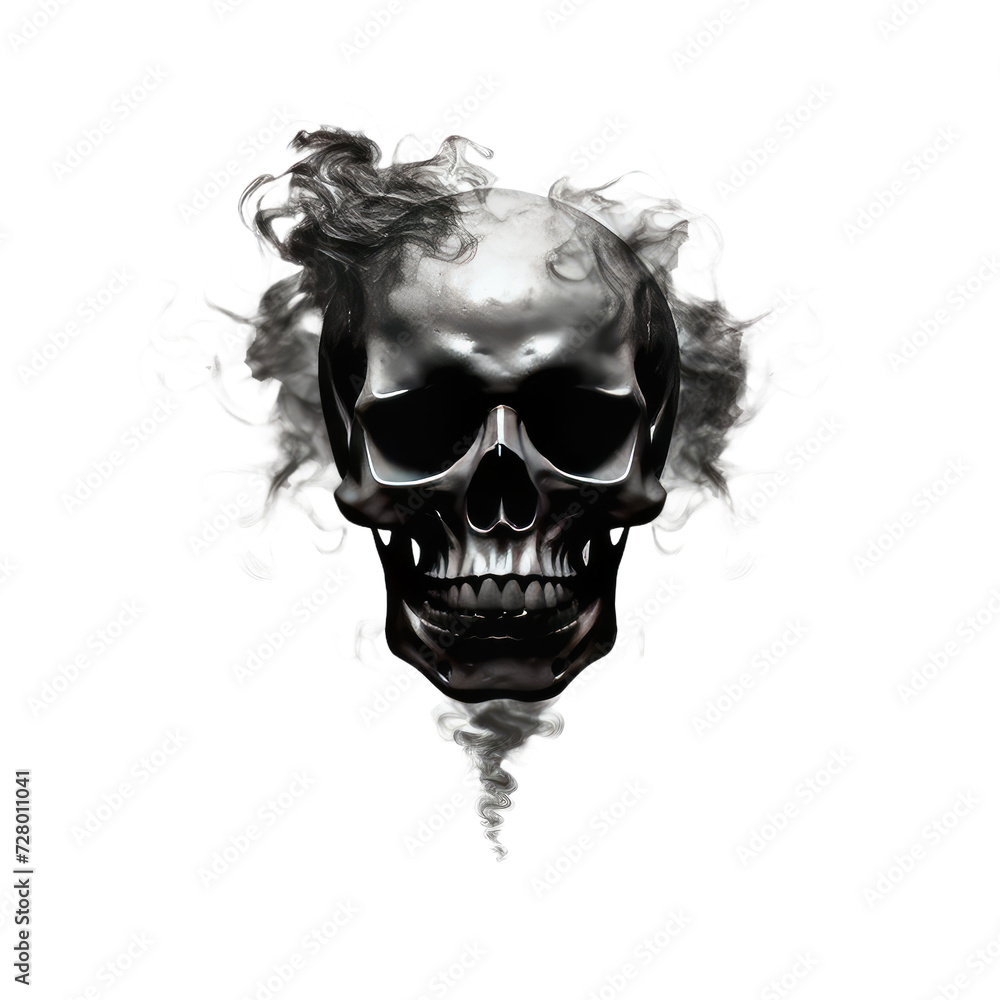 Black skull with smoke isolated on white or transparent background Black skull with smoke isolated on white or transparent background