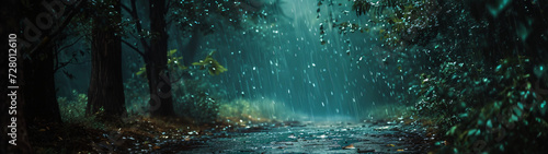 panorama of rain in the forest