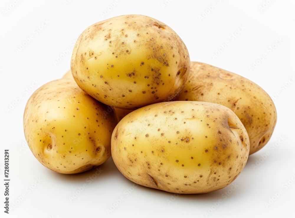 Fresh, raw potatoes of varying sizes and shapes, isolated on a white background. Fresh, raw potatoes of varying sizes and shapes, isolated on a white background.