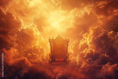 Majestic throne of god amidst celestial clouds Symbolizing divine authority and kingdom