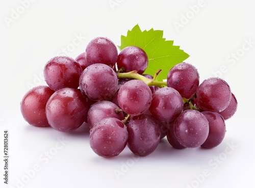 Close-up of bright grapes, juicy healthy red grapes isolated on white background. Close-up.