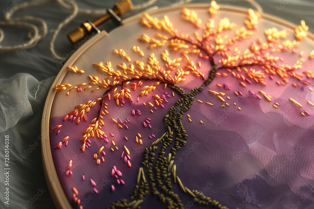 beautiful colored embroider tree shape in a hoop beautiful colored embroider tree shape in a hoop