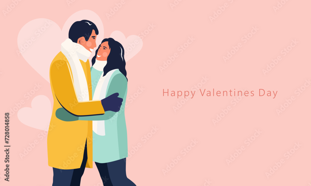 Vector card Happy Valentines Day. Couple with heart Vector card Happy Valentines Day. Couple with heart