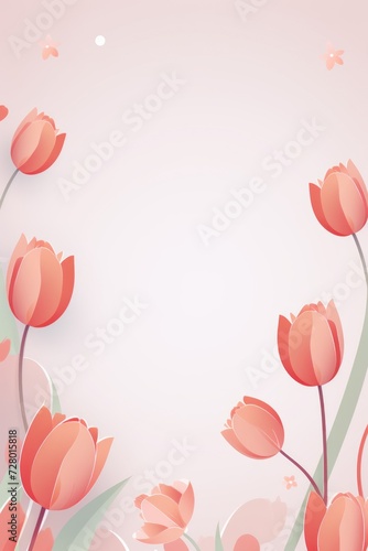 March 8 celebration card: Tulips on a clean canvas, elegantly designed with space for personalized Women's Day messages.