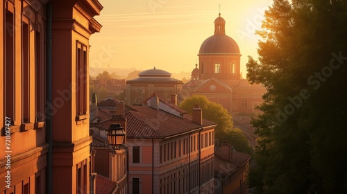 AI generated illustration of the Dome of Hospital de la Grave in Toulouse, at dawn