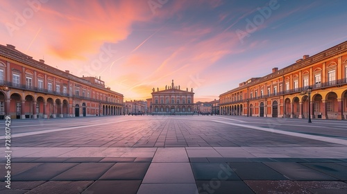 AI generated illustration of the Capitol Square of Toulouse, at dawn