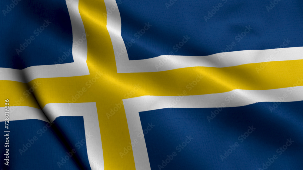 Flag of the Swedish Region Roslagen. Waving Fabric Satin Texture Flag of Roslagen 3D illustration. Real Texture Flag of the Roslagen, Swedish Flags. Flag of the Swedish Region Roslagen. Waving Fabric Satin Texture Flag of Roslagen 3D illustration. Real Texture Flag of the Roslagen, Swedish Flags.