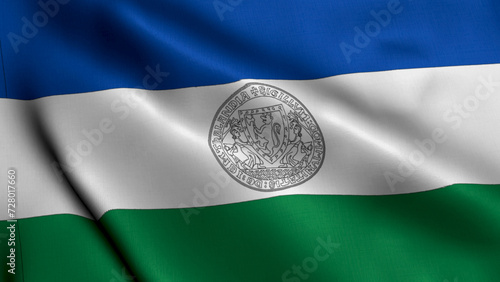 Flag of the Swedish Region Unofficial Jamtland. Waving  Fabric Satin Texture Flag of Unofficial Jamtland 3d Illustration. Real Texture Flag of the Unofficial Jamtland, Swedish Flags.