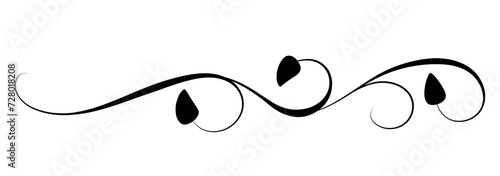 Floral ornament with leaves and abstract lines. Graceful element for decor and greeting or invitation card design