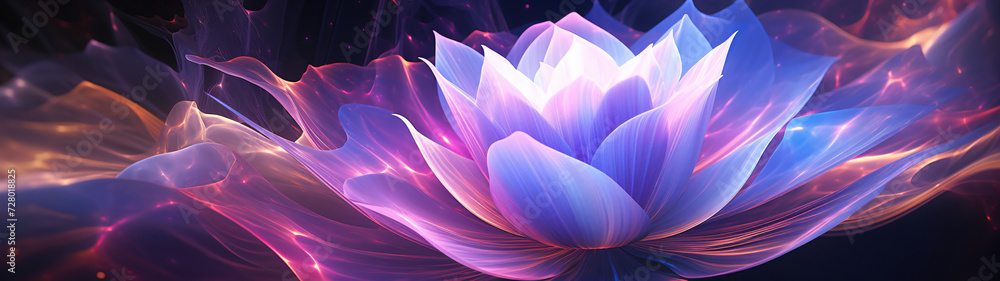 panoramic view of shining blooming lotus flower panoramic view of shining blooming lotus flower