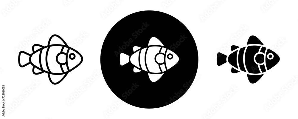 Clownfish outline icon collection or set. Clownfish Thin vector line art Clownfish outline icon collection or set. Clownfish Thin vector line art