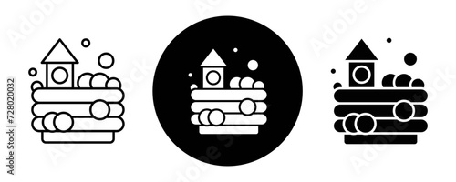 Ball pit outline icon collection or set. Ball pit Thin vector line art