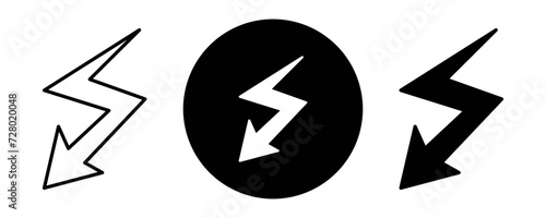 Electro outline icon collection or set. Electro Thin vector line art