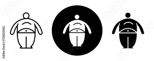 Fat man outline icon collection or set. Fat man Thin vector line art