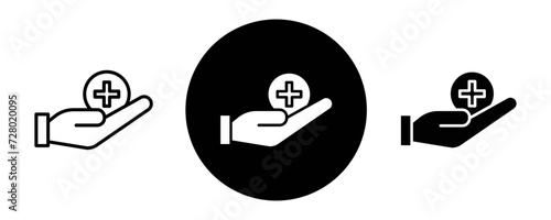 Medical support outline icon collection or set. Medical support Thin vector line art