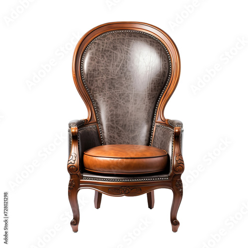 brown armchair isolated on white background