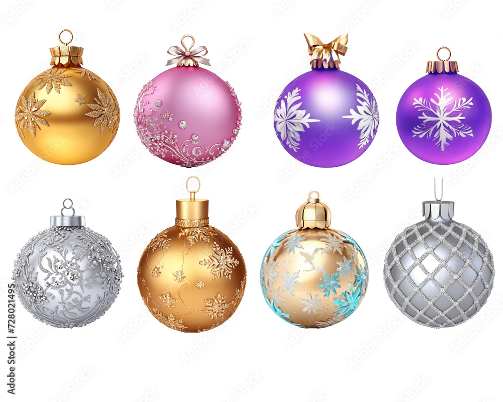 Set of christmas balls on transparent background. AI Set of christmas balls on transparent background. AI