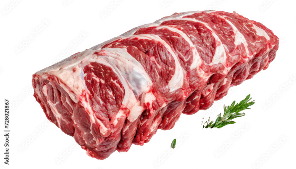 Fototapeta premium Raw ribeye beef steak isolated on transparent background. Top view.