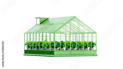 Green house isolated on white or transparent background