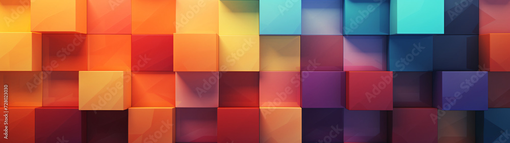 Fototapeta premium panoramic colorful 3d cube arrangement background