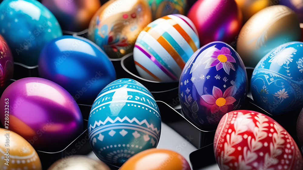 Easter eggs designs, colourful holiday background