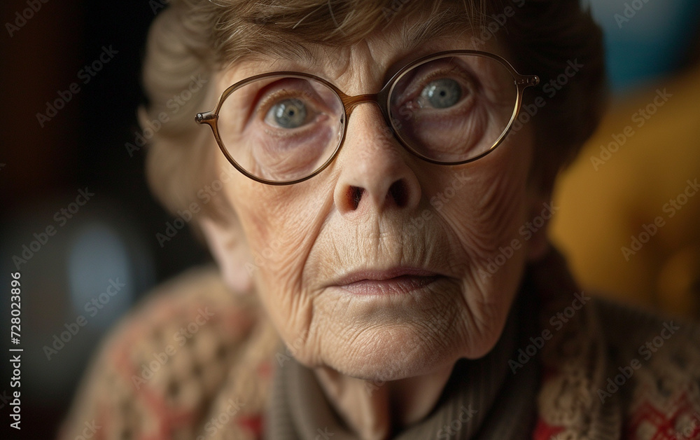 Old Woman With Glasses Looking at the Camera Old Woman With Glasses Looking at the Camera