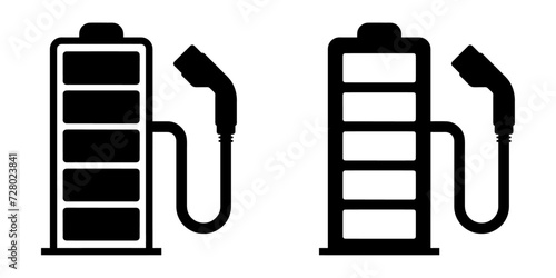 ofvs528 OutlineFilledVectorSign ofvs - electric vehicle charger vector icon . charging station sign . plug . isolated transparent . black outline and filled version . AI 10 / EPS 10 / PNG . g11871