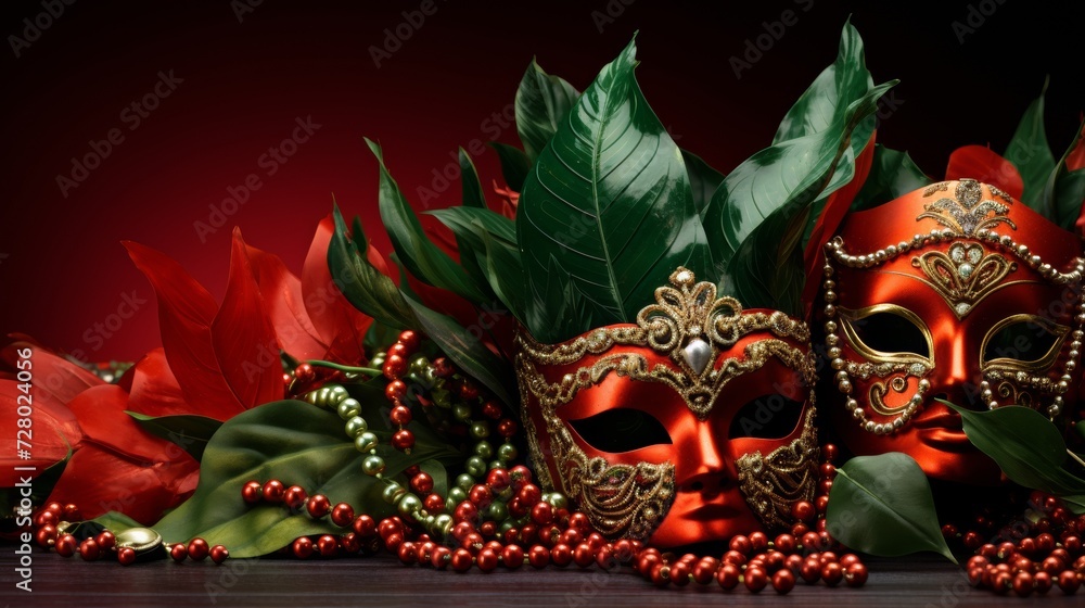 Luxurious Mardi Gras Mask with Elegant Feathers and Pearls