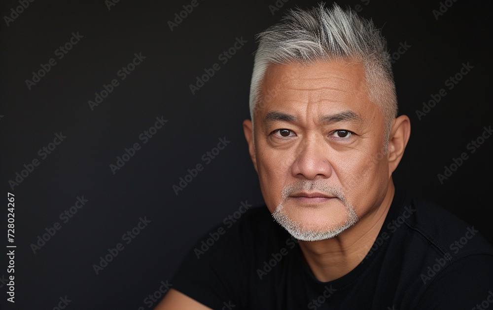Obraz premium Multiracial Man With Grey Hair and Black Shirt