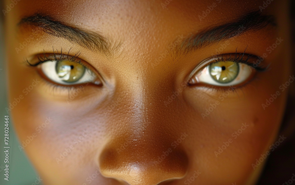Fototapeta premium Close-Up of Womans Face With Green Eyes