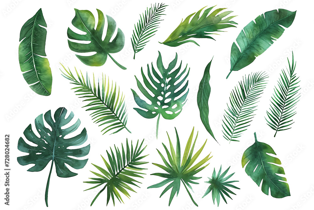 a collection of green leaves
