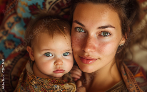 Multiracial Woman Holding Baby in Her Arms
