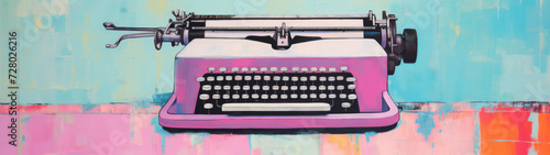 Vintage Typewriter on a Pastel Background with Abstract Artistic Flair

 photo