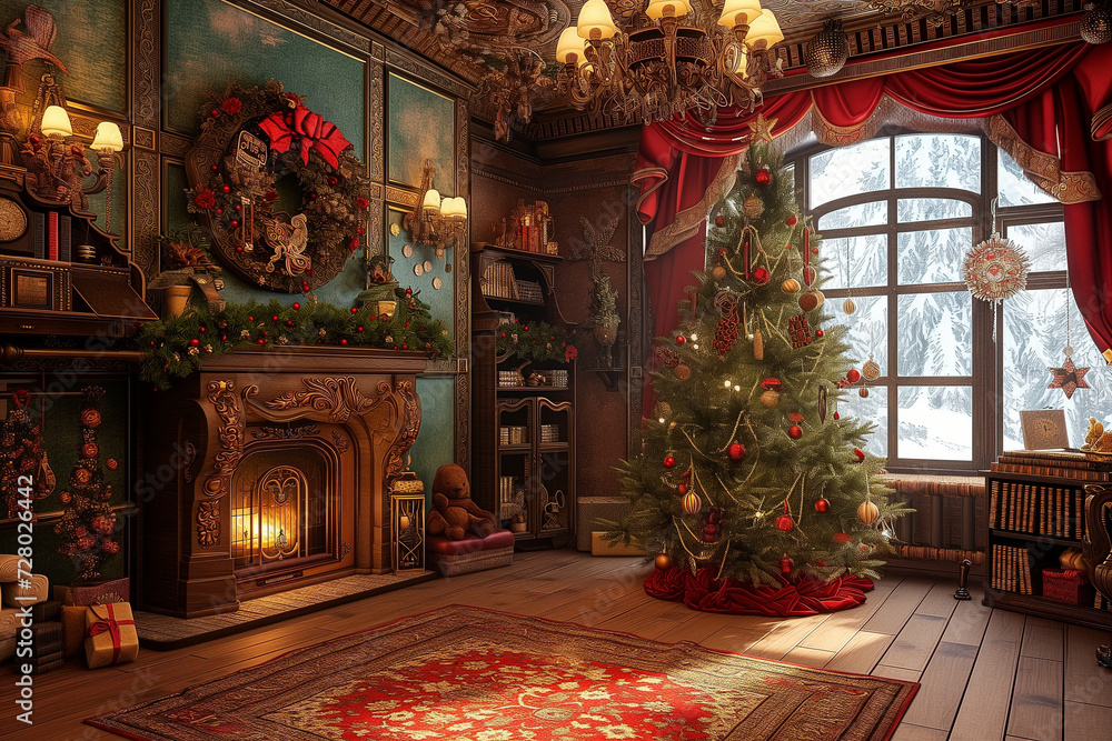 Beautiful holiday decorated room.AI generated Beautiful holiday decorated room.AI generated