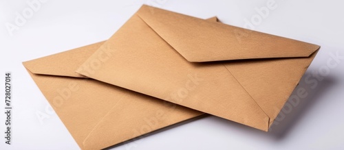 Brown Envelope and Document on White Background - A Professional Brown Envelope and Document Set Against a Clean White Background