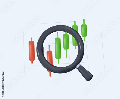 Stock trading graph in market on background. Bull market, dividend, bid. Common stock annual report. Sell and buy, 3D