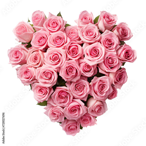 a heart shaped bouquet of pink roses