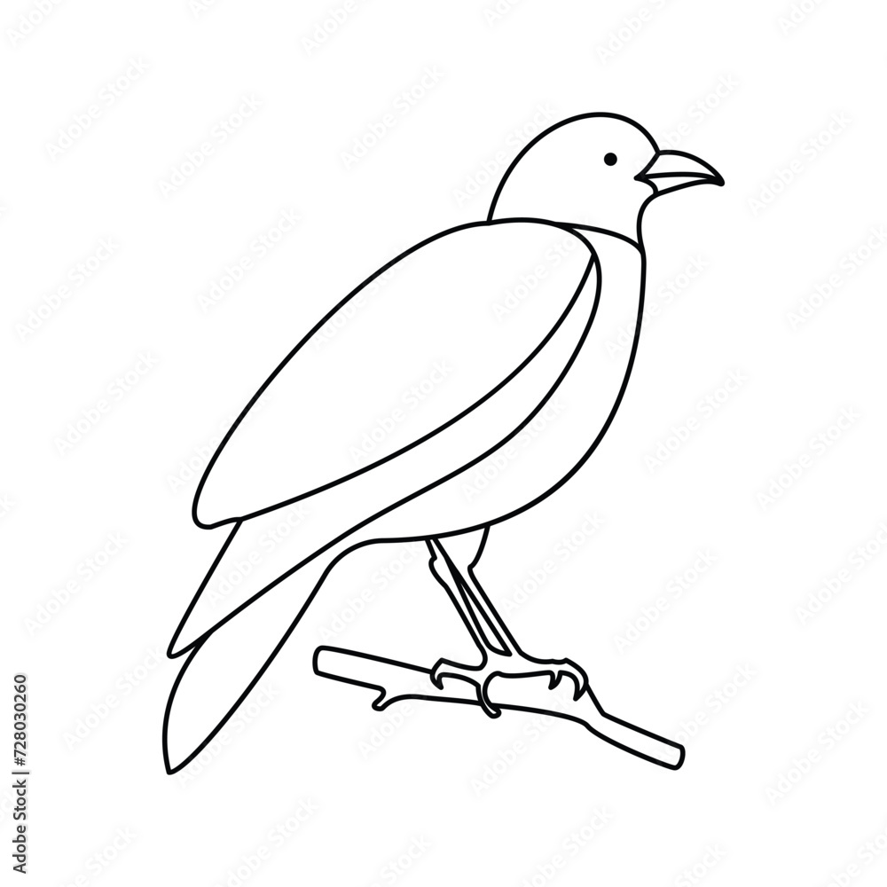 Obraz premium Crow single continuous one line out line vector art drawing and tattoo design