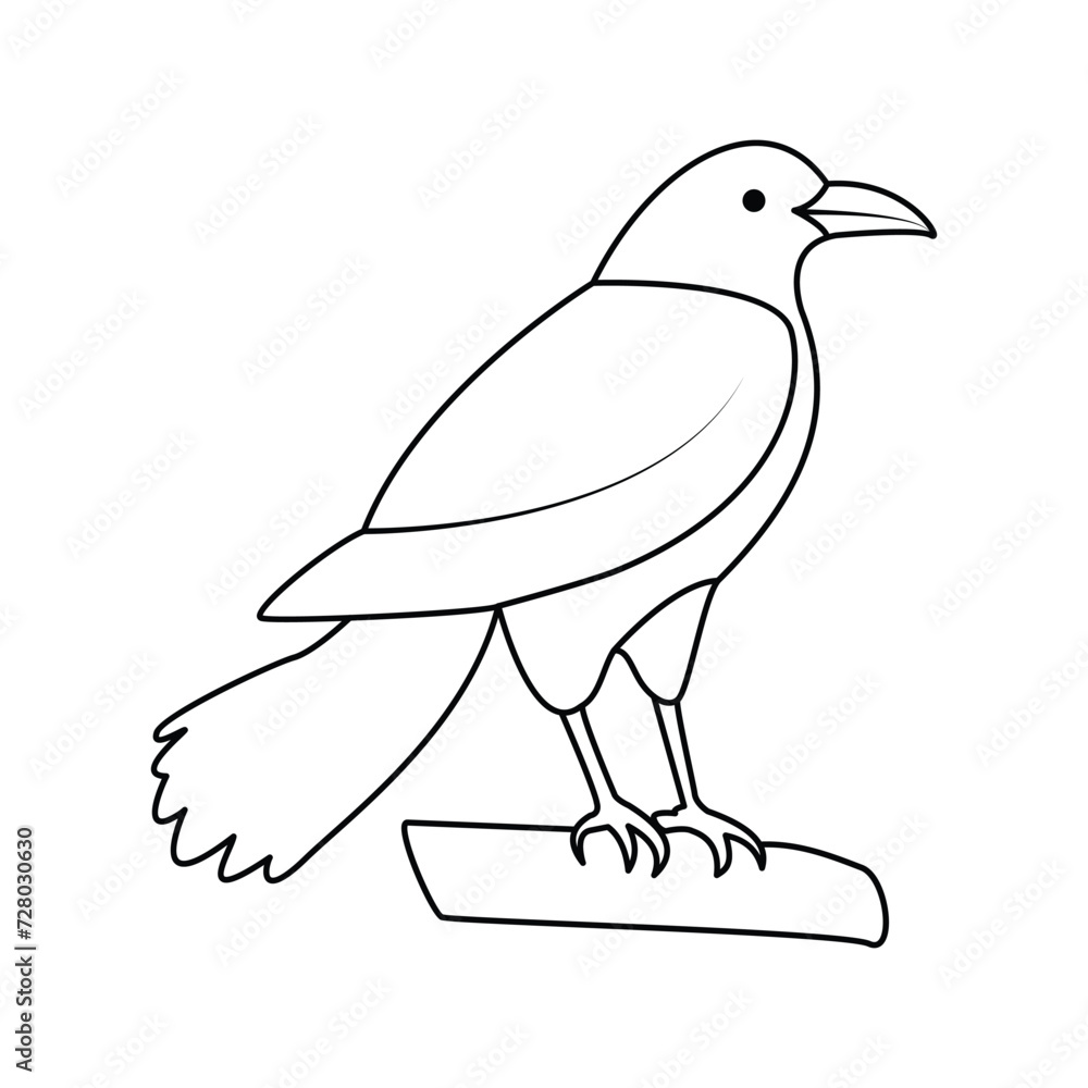 Obraz premium Crow single continuous one line out line vector art drawing and tattoo design 