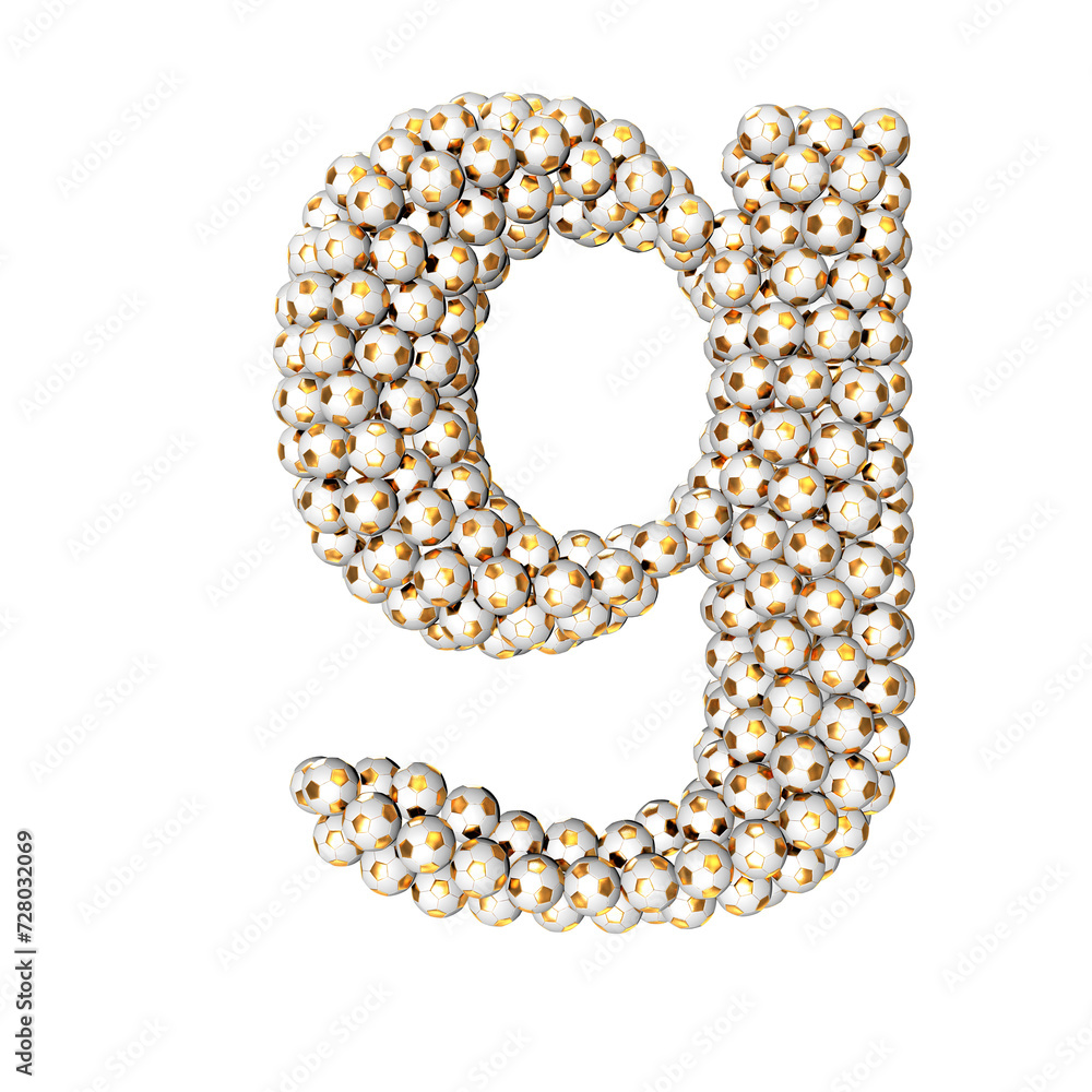 Symbol made from gold soccer balls. letter g Symbol made from gold soccer balls. letter g