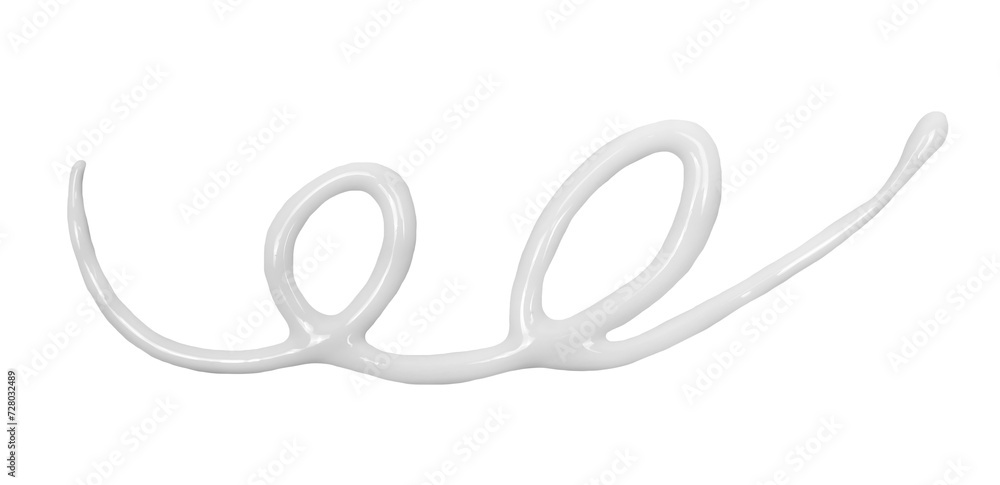 Obraz premium White cosmetic cream in shape spiral isolated on white, top view 