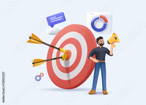 Digital marketing abstract concept vector illustration in 3D style. Cross-posting, find leads, post engagement, social media link sharing, follower interaction, new customer, smm abstract metaphor