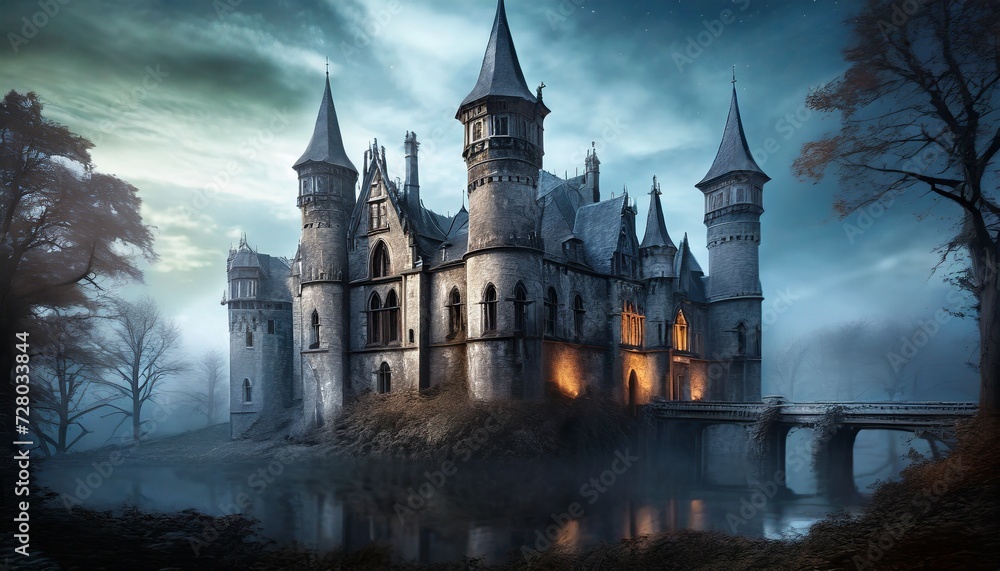 gothic castle in the night