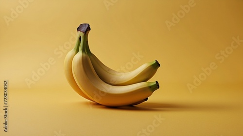 Banana on yellow background 