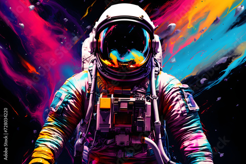 pop art astronaut, pop art style astronaut,  space travel illustrated astronaut © MrJeans